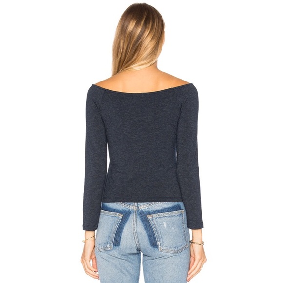 Monrow Revolve Off The Shoulder Gray Top Sz XS - Picture 2 of 7